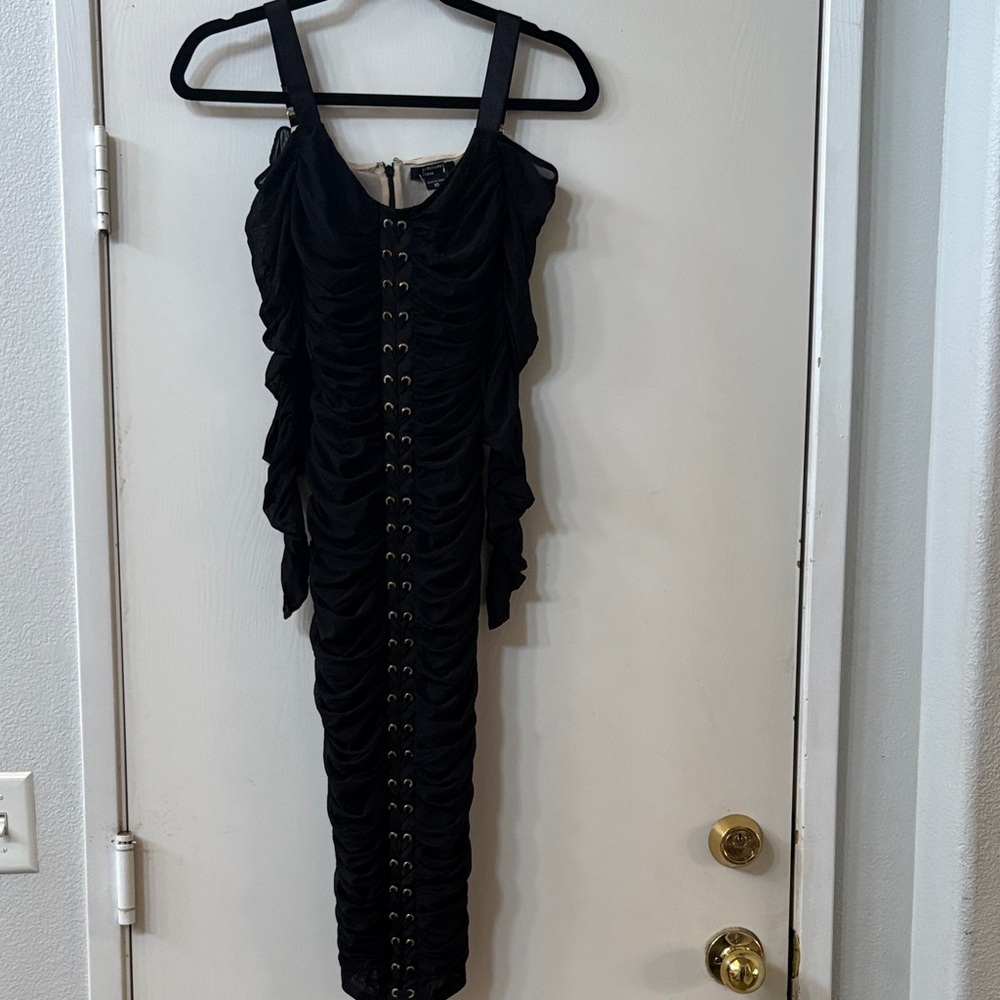 Marciano Elegant Black Ruched Dress